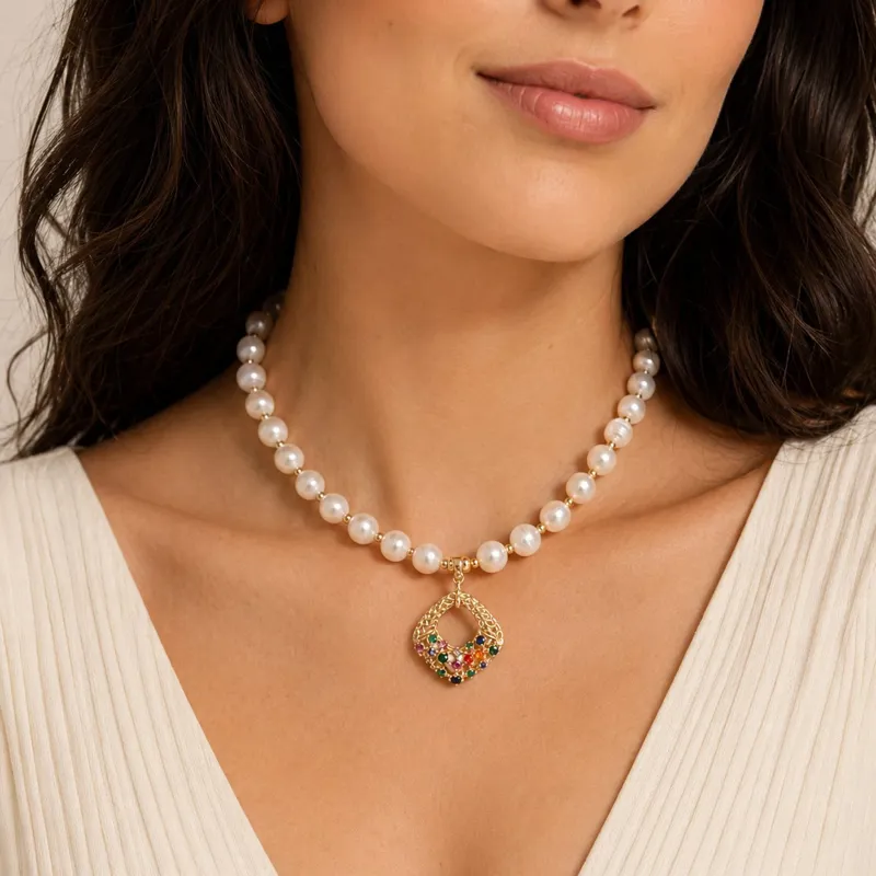 Collier Perles Arc-en-Ciel