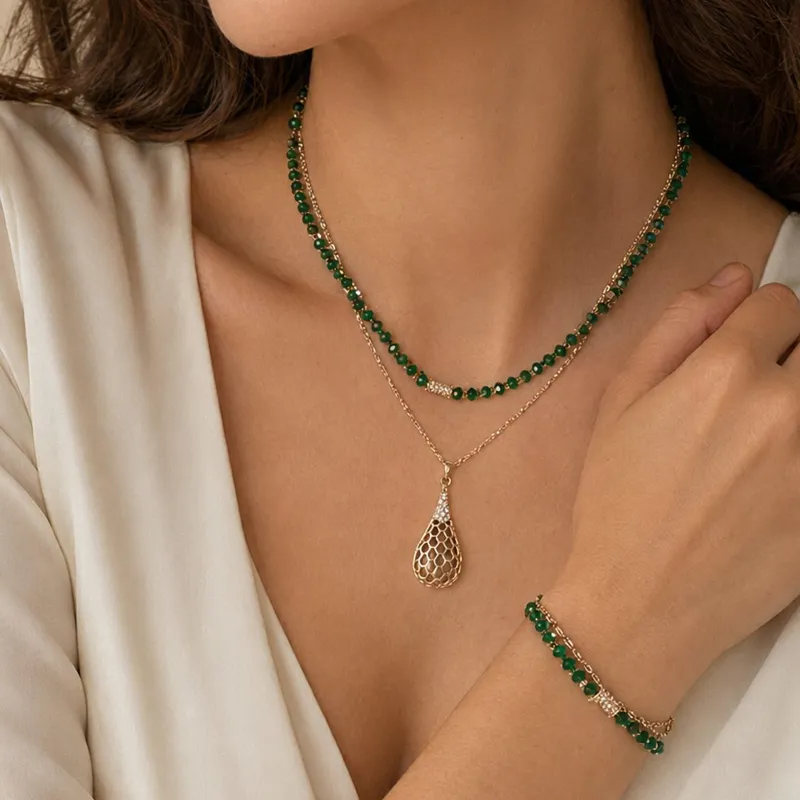 Collier Charme Émeraude
