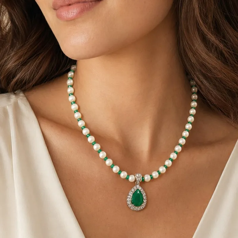 Collier Éclat Perlé Vert