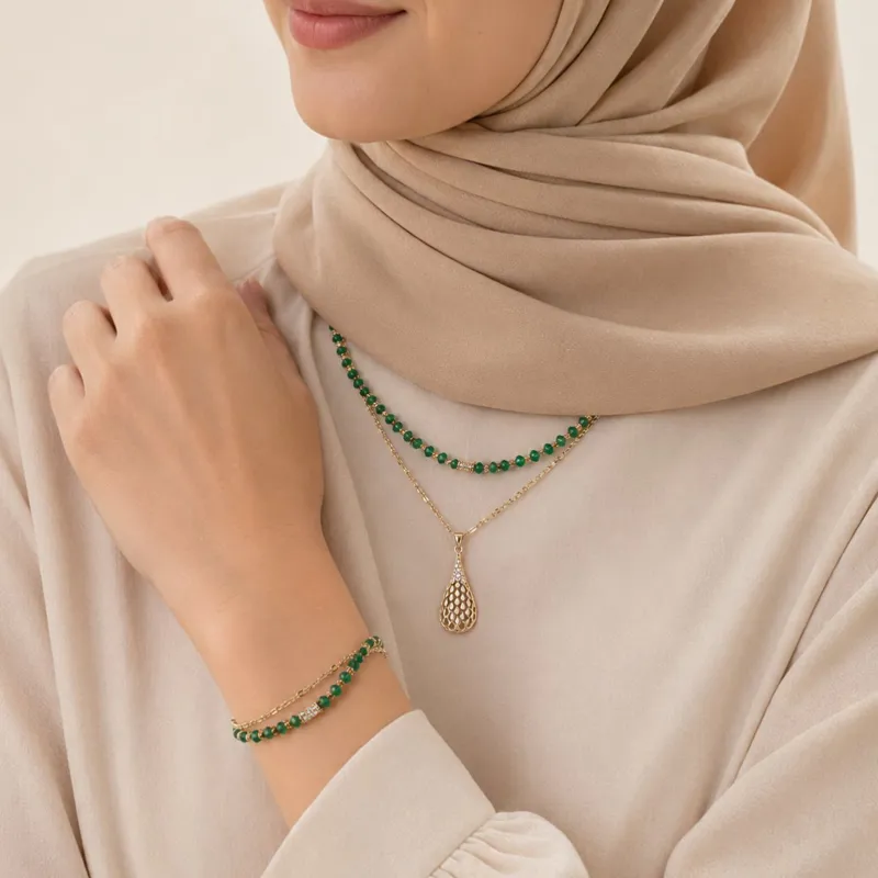 Collier Charme Émeraude 3