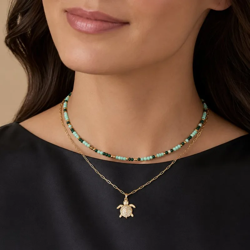 Collier Tortue Émeraude