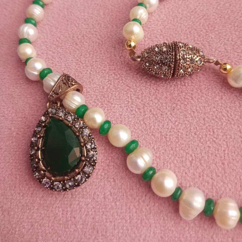 Collier Éclat Perlé Vert 4