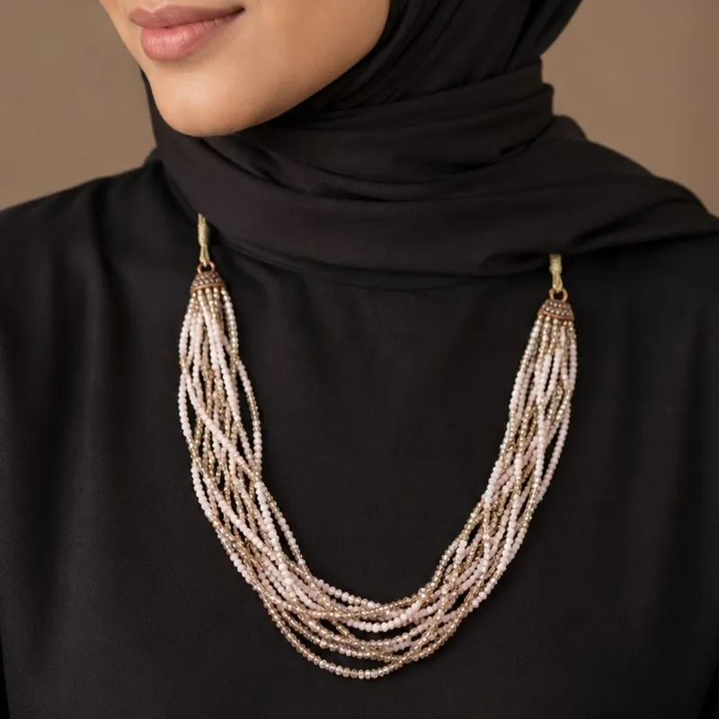 Collier Cascade de Perles Rosées 3